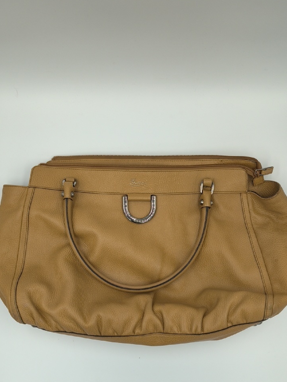 Gucci Tan Pebbled Leather Abbey D Ring Large Tote Bag